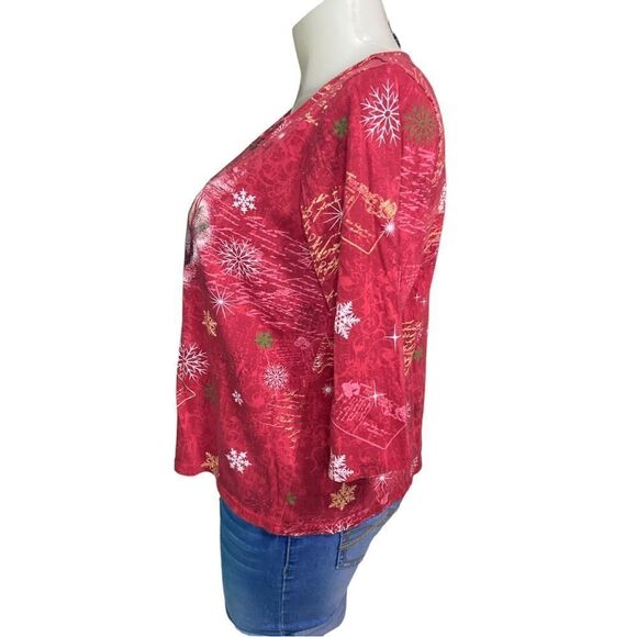 Holiday Essentials Red Christmas Shirt Plus Size 1X - Picture 6 of 12
